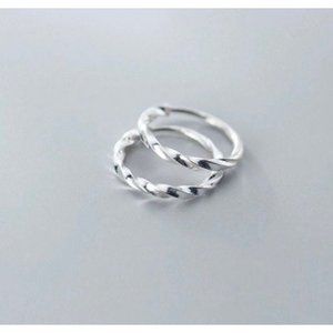 Solid Silver Small Hoop Earrings-Twist Huggie-9mm SH011